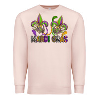 Pale Pink mardi gras skeleton hands  fleur de lis Premium Sweatshirt - OliviaCreatesArt