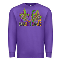 Purple mardi gras skeleton hands  fleur de lis Premium Sweatshirt - OliviaCreatesArt