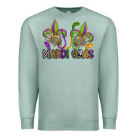 Seafoam mardi gras skeleton hands  fleur de lis Premium Sweatshirt - OliviaCreatesArt