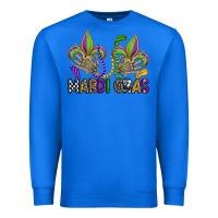 True Royal mardi gras skeleton hands  fleur de lis Premium Sweatshirt - OliviaCreatesArt