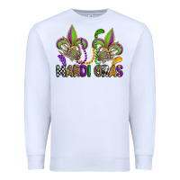 White mardi gras skeleton hands  fleur de lis Premium Sweatshirt - OliviaCreatesArt