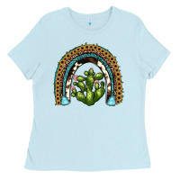 Baby Blue cactus rainbow Ladies Tee - JahusDesignShop