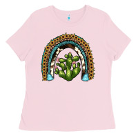 Bubblegum Pink cactus rainbow Ladies Tee - JahusDesignShop