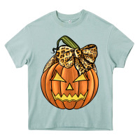 Arona Leopard Ribbon Halloween Pumkin Heavy Core Tee - JahusDesignShop