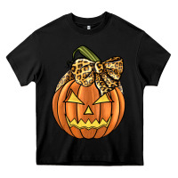 Black Leopard Ribbon Halloween Pumkin Heavy Core Tee - JahusDesignShop