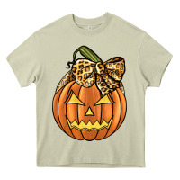 Mossy Leopard Ribbon Halloween Pumkin Heavy Core Tee - JahusDesignShop