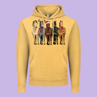 Horses With Christmas Vintage Hoodie Designed By Maliassmallbusiness