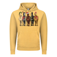 Vintage Mustard horses with christmas Vintage Hoodie - MaliasSmallBusiness