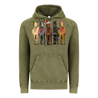 Vintage Olive horses with christmas Vintage Hoodie - MaliasSmallBusiness