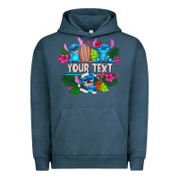 Pigment Midnight Navy Your Text Stich Urban Hoodie - CowhideDigitalArt