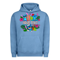 Pigment Pebble Blue Your Text Stich Urban Hoodie - CowhideDigitalArt