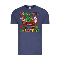 Vintage Denim Christmas Santa and reindeer truck Vintage Tee - MaliasSmallBusiness