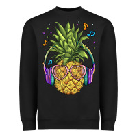 Black pineapple with headphone Heavyweight Sweatshirt - BarkalooDesign