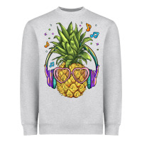 Heather Grey pineapple with headphone Heavyweight Sweatshirt - BarkalooDesign