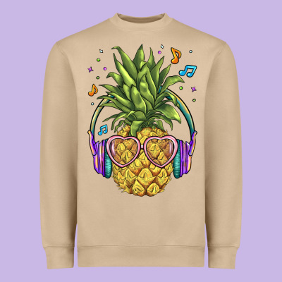 Pineapple With Headphone Heavyweight Sweatshirt Designed By Barkaloodesign