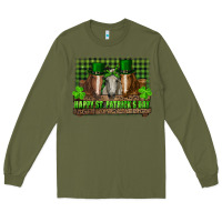 Army Green happy st. patrick's day horses with leprechaun hat and bandana Long Sleeve Tee - RanaPortraitStore