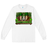 White happy st. patrick's day horses with leprechaun hat and bandana Long Sleeve Tee - RanaPortraitStore