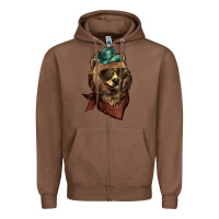 Chestnut Bear cowboy bandana glasses Zipper Hoodie - HowdyJamesFarm