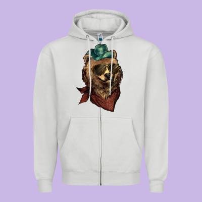 Bear Cowboy Bandana Glasses Zipper Hoodie Designed By Howdyjamesfarm