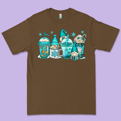 Winter Christmas Gnomes Coffee Cups Premium Tee Designed By Jasminsmagicworld