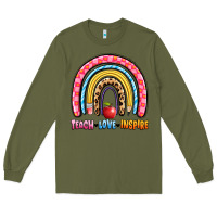 Army Green teach love inspire rainbow Long Sleeve Tee - Artiststas