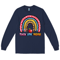 Navy teach love inspire rainbow Long Sleeve Tee - Artiststas