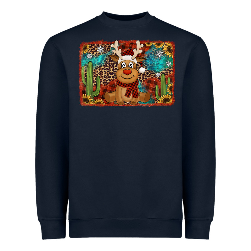 Western Christmas Reindeer With Background Heavyweight Sweatshirt by Jasminsmagicworld | Teevron