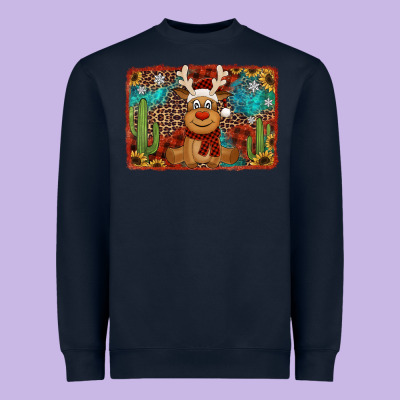 Western Christmas Reindeer With Background Heavyweight Sweatshirt Designed By Jasminsmagicworld