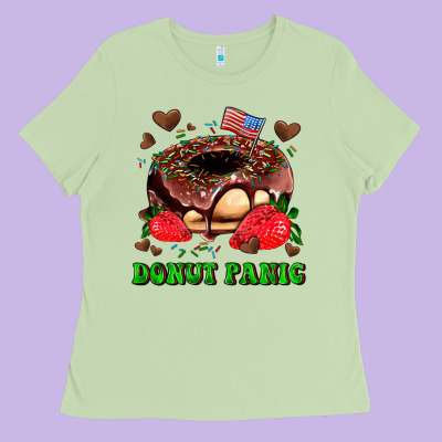 Donut Panic Ladies Tee Designed By Adodesignshop
