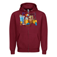 Burgundy Volleyball coffee cups Zipper Hoodie - HowdyJamesFarm