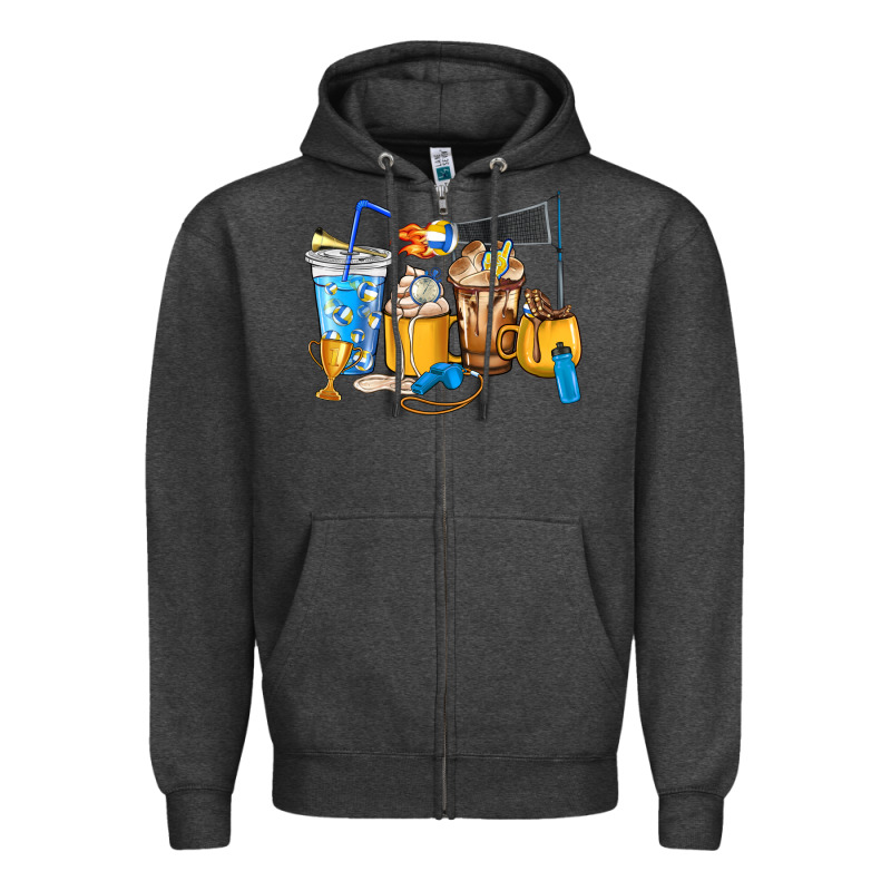 Volleyball Coffee Cups Zipper Hoodie by HowdyJamesFarm | Teevron