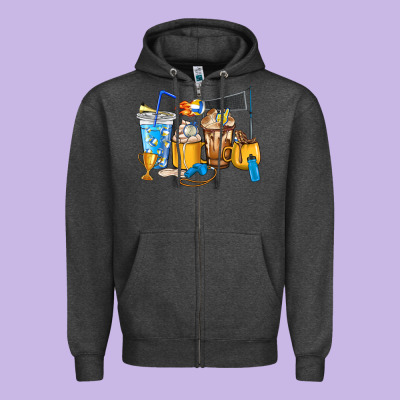 Volleyball Coffee Cups Zipper Hoodie Designed By Howdyjamesfarm