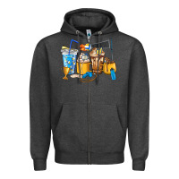 Charcoal Heather Volleyball coffee cups Zipper Hoodie - HowdyJamesFarm