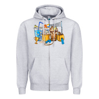 Heather Grey Volleyball coffee cups Zipper Hoodie - HowdyJamesFarm