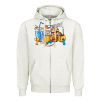 Oatmeal Heather Volleyball coffee cups Zipper Hoodie - HowdyJamesFarm