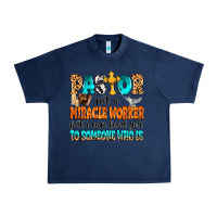 Navy Pastor not a miracle worker Urban Heavy Tee - MaliasSmallBusiness
