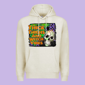 Thick Thighs And Witch Vibes Premium Hoodie Designed By Jahusdesignshop