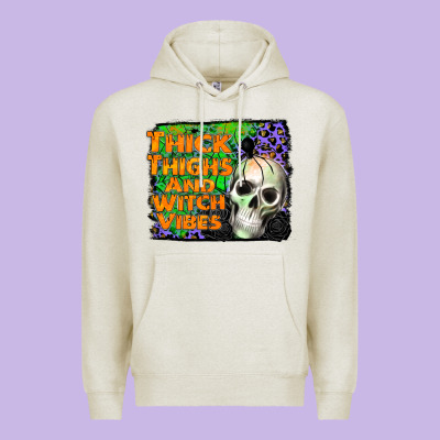 Thick Thighs And Witch Vibes Premium Hoodie Designed By Jahusdesignshop