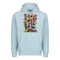 Blue Mist Mardi Gras love lips Premium Hoodie - HowdyJamesFarm