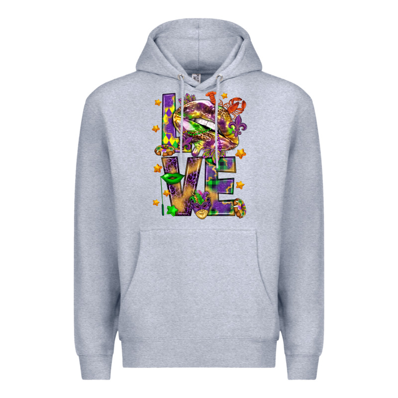Mardi Gras Love Lips Premium Hoodie by HowdyJamesFarm | Teevron