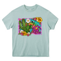 Arona cactus peace sign flowers and tie dye Heavy Core Tee - Artiststas
