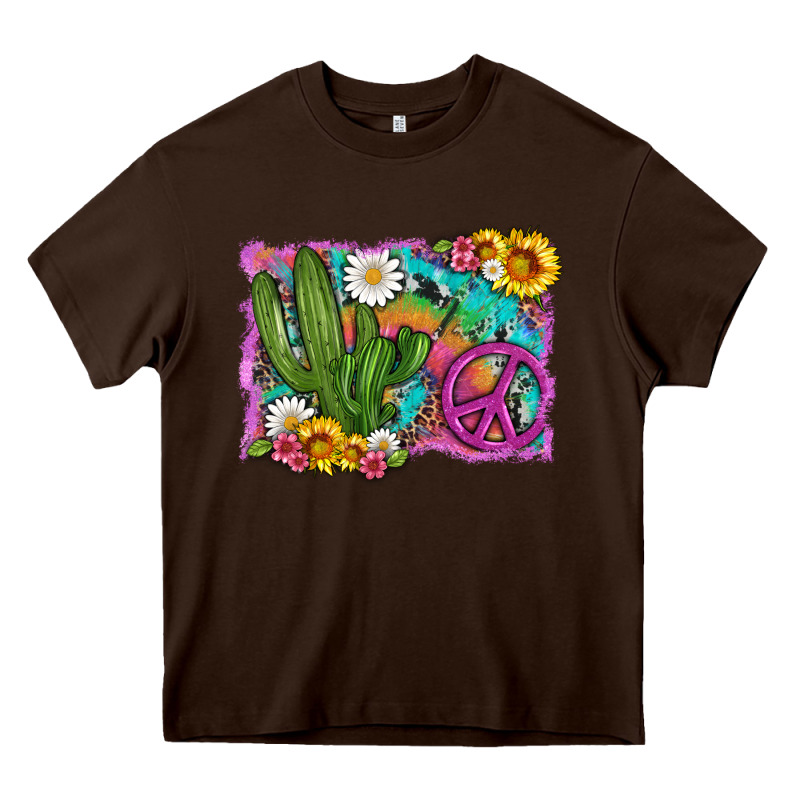 Cactus Peace Sign Flowers And Tie Dye Heavy Core Tee by Artiststas | Teevron