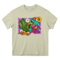 Mossy cactus peace sign flowers and tie dye Heavy Core Tee - Artiststas