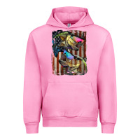 Fuchsia Pink American Flag With Bass Fish Urban Hoodie - LillyAllenDesigns