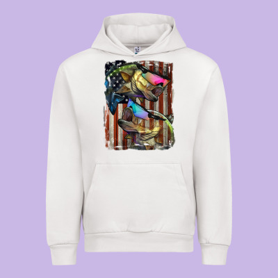 American Flag With Bass Fish Urban Hoodie Designed By Lillyallendesigns