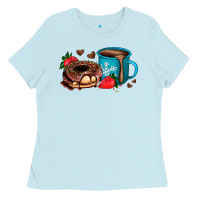 Baby Blue donut coffee strawberry Ladies Tee - AdoDesignShop
