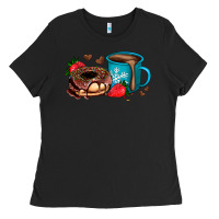 Black donut coffee strawberry Ladies Tee - AdoDesignShop