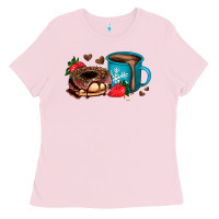 Bubblegum Pink donut coffee strawberry Ladies Tee - AdoDesignShop