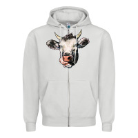 Dove Grey Cow Zipper Hoodie - HowdyJamesFarm