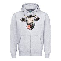 Heather Grey Cow Zipper Hoodie - HowdyJamesFarm